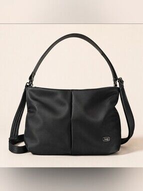 Lug Half Plunge Black Convertible Satchel Crossbody Shoulder Bag